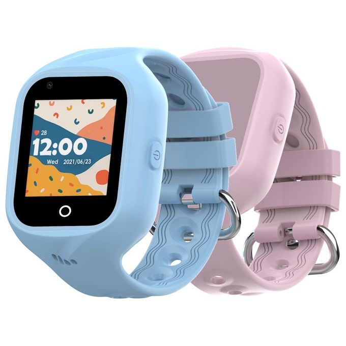 Celly S8431048 KIDSWATCH4G Smartwatch per Bambini 4G LTE GPS 1.4'' SOS Cardiofrequenzimetro colore Azzurro Rosa