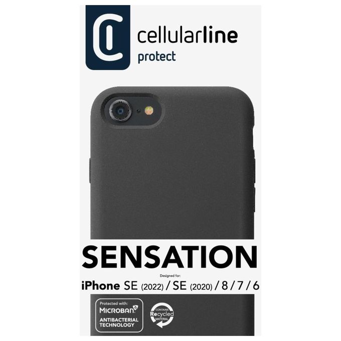Cellularline SENSATIONIPH747K Sensation Cover iPhone SE 2022 SE 2020 8 7 6 Custodia Silicone Soft Touch Backcover colore Nero