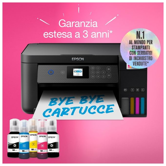 Epson C11CJ63405 EcoTank ET-2850 Stampante Multifunzione Inkjet A4 3 in 1 Serbatoi Ricaricabili Wi-Fi USB 5760x1440 DPI colore Nero