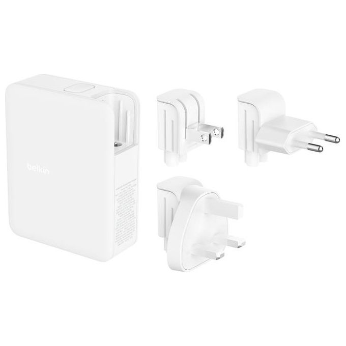 Belkin WCH014BTWH BoostCharge Pro Alimentatore da Parete GaN 140W 3 Porte USB-C 1 Porta USB-A colore Bianco