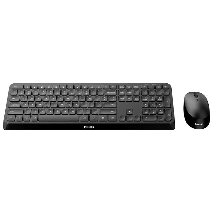 Philips SPT6207B34 Kit Tastiera e Mouse con Filo USB Full-size 110 Tasti Layout Italiano Mouse Ottico 1200 dpi colore Nero