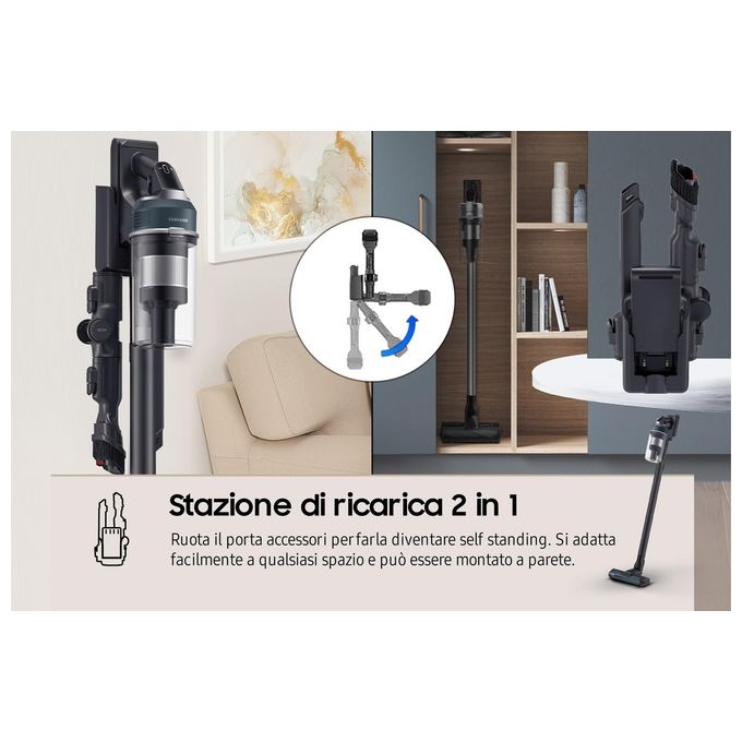Samsung VS20C852FTB Jet 85 Premium Aspirapolvere a Bastone Multiciclonico 0,8 L 210W 60 min 86 dB colore Nero Blu