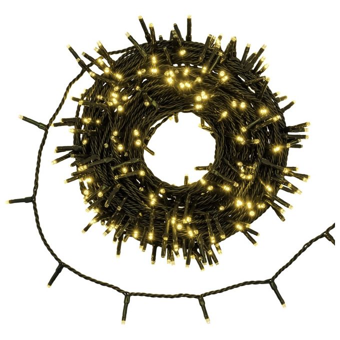 Lotti TLG750 Catena Luminosa 53 m 750 LED Bianco Caldo Cavo Verde Controller Memory colore Bianco