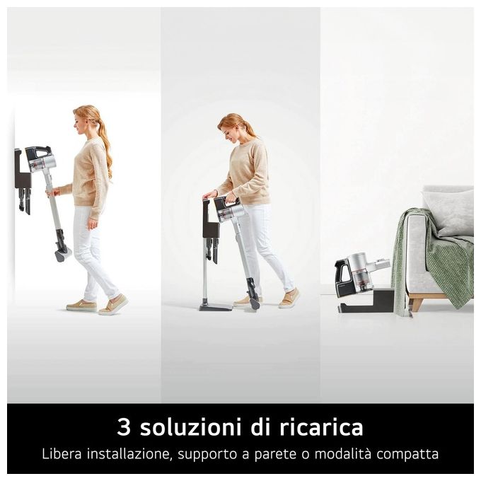 LG A9K-CORE3S CordZero Aspirapolvere a bastone senza fili Kompressor 1,05 L 260 W 120 min 83 dB Wi-Fi colore Argento