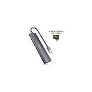 Hamlet XHUB-07A3P Hub USB 3.0 7 Porte SuperSpeed 5 Gbps con Alimentatore Esterno in Alluminio colore Grigio