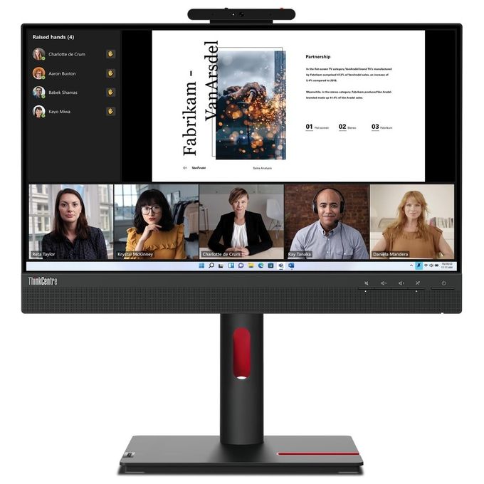 Lenovo 12N9GAT1IT ThinkCentre Tiny-In-One 22 Monitor PC Touch 21.5'' IPS Full HD Altoparlanti Webcam Integrati Hub USB 3.2 Gen 1 VESA 100x100 colore Nero