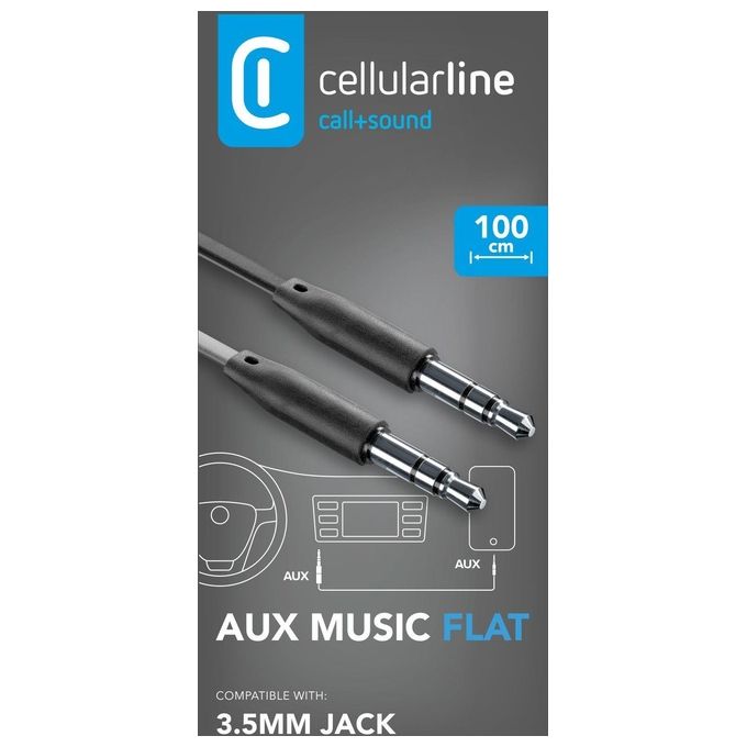 Cellular Line Cavo Aux Audio Maschio - Maschio Jack 3.5 mm Lunghezza cavo 1mt Antigroviglio Nero