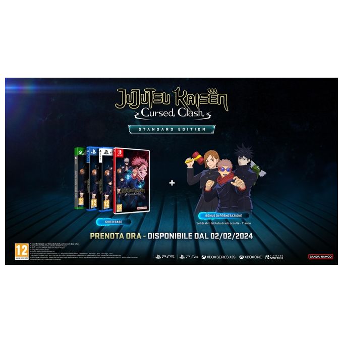 BANDAI NAMCO INS116443 Jujutsu Kaisen Cursed Clash Videogioco Nintendo Switch Picchiaduro 2v2 3D PEGI 12 Multiplayer Online