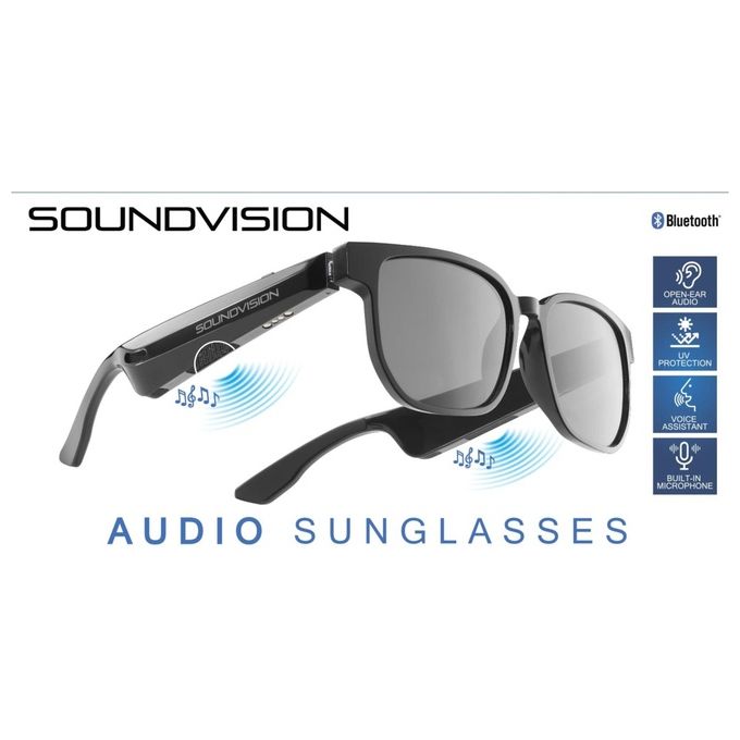 CELLULARLINE BTSOUNDVISIONK Tech Pop Sound Vision Occhiali Smart Bluetooth 5.2 Open Ear con Microfono Protezione UV colore Nero