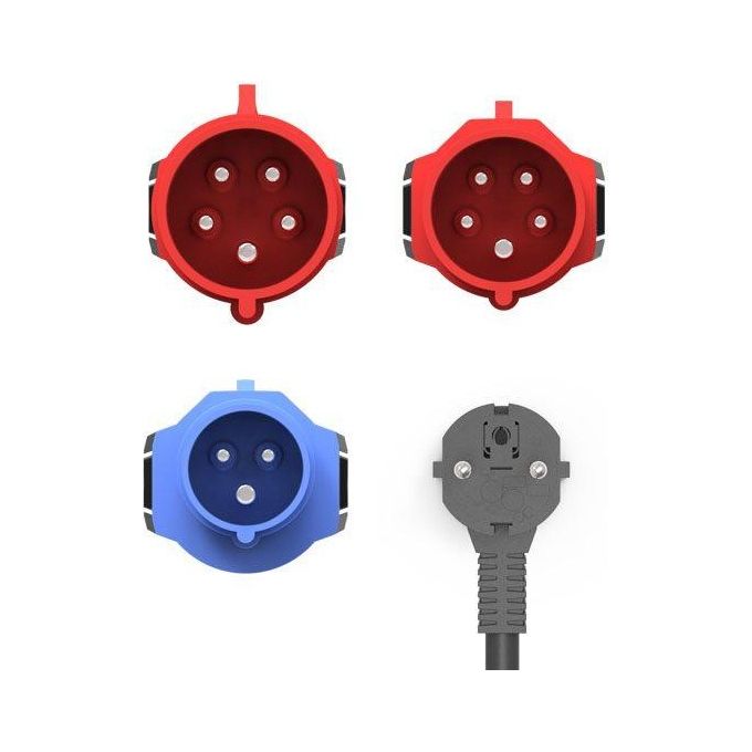 NRGkick 20001051 Kit di prese adattatore 32A standard UE 4 pezzi con connessioni CEE7-7 16A-32A 400V 3 fasi 1,3 m colore Nero