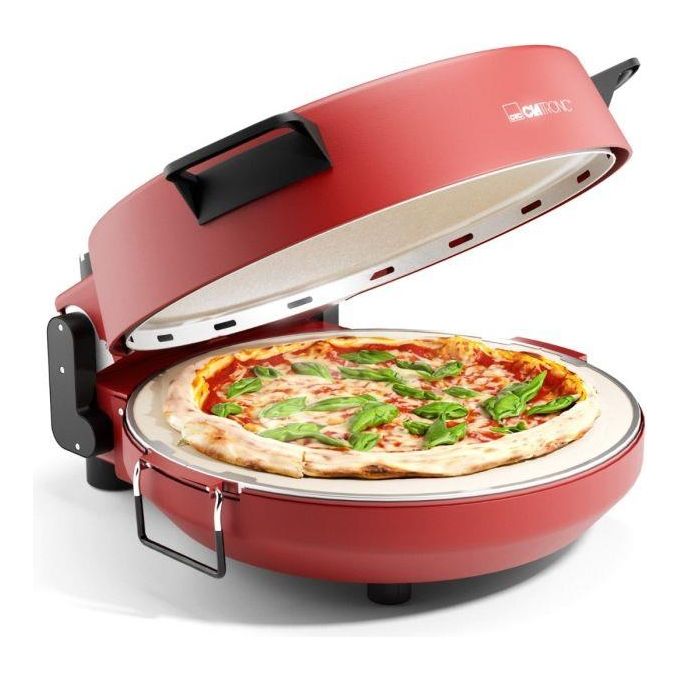 Clatronic PM3787 Macchina e Forno per Pizza 1 Pizza Diametro 32 cm Potenza 1200 W Temperatura Max 350 °C Timer e Finestra Visuale colore Rosso