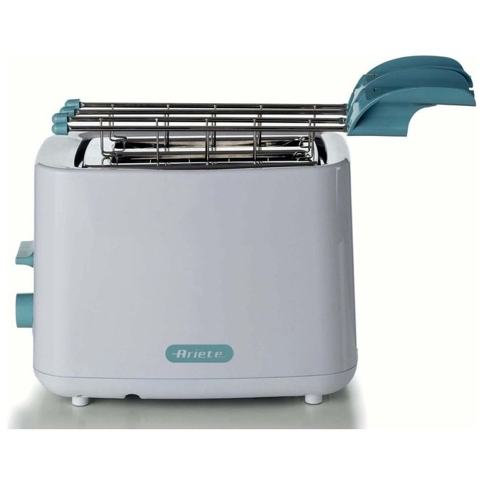 Ariete 157 Tostapane Breakfast 760W 2 Fette Pinze in Acciaio Inox 7 Livelli di Doratura Pulsante Stop Tocco Freddo Bianco