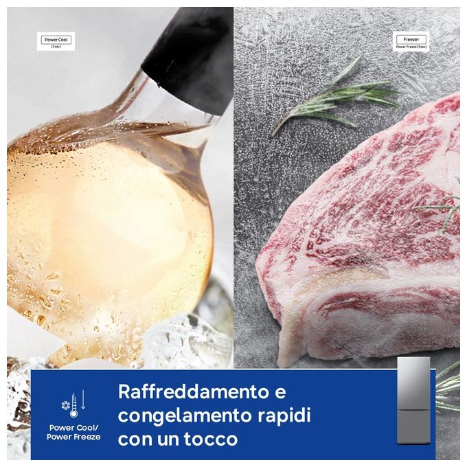 Samsung RB53DG706CS9 Frigorifero Combinato 538 L 203 cm Classe C 35 dB Total No Frost Twin Cooling Plus WiFi colore Metallico Acciaio Inossidabile