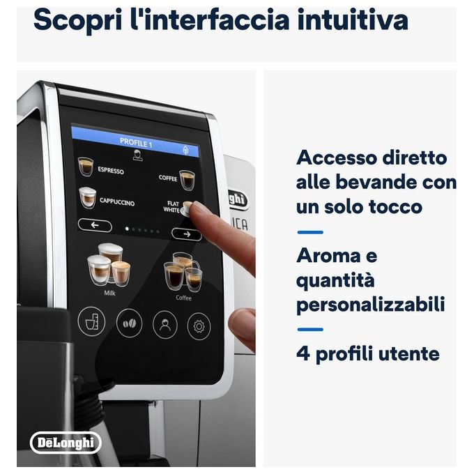 De'Longhi ECAM380.85.SB Dinamica Plus Macchina da caffe' Automatica 1,8 L 15 bar 1450 W LatteCrema Hot 24 bevande colore Nero Argento