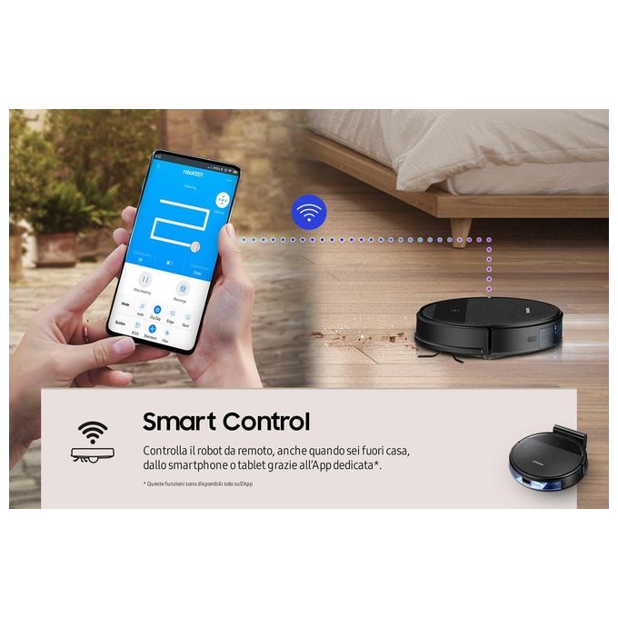 Samsung VR05R5050WK Aspirapolvere Robot 2 in 1 Aspira e Lava Motore Wi-Fi Programmabile da Remoto Nero