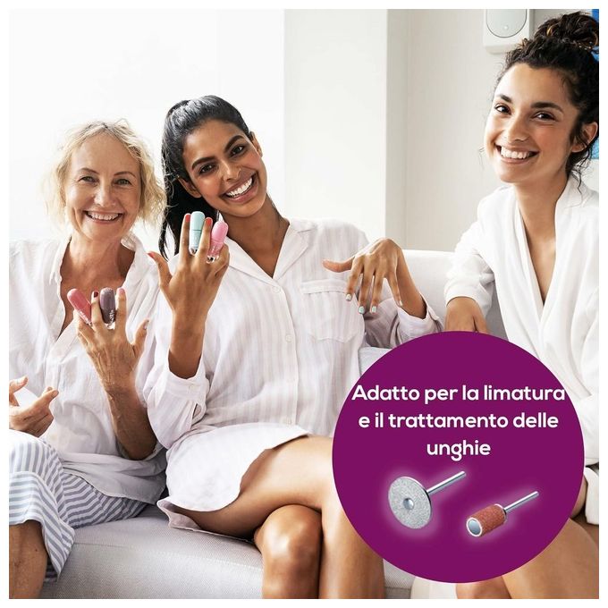 Beurer 572.17 Set di Accessori di Ricambio per Manicure e Pedicure MP 52 con 8 Pezzi in Zaffiro Feltro e Metallo Duro 10 Dischi Monouso in Carta Abrasiva colore Grigio