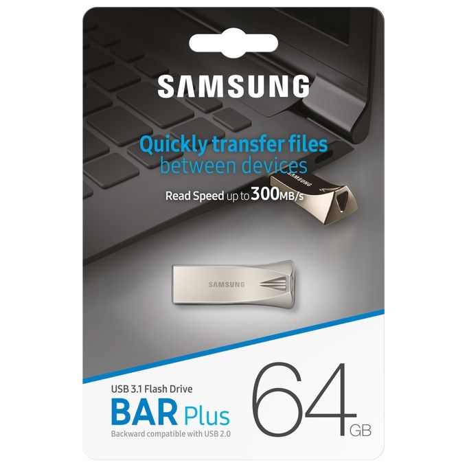 Samsung Bar Plus Chiavetta Usb 64Gb Usb Tipo A 3.2 Gen 1 Argento