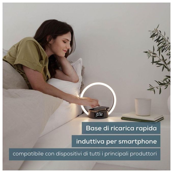 Beurer 10423 Luce sveglia WL 65 Wake up+Charge con simulazione alba e tramonto ricarica wireless 10 W Qi colore Grigio scuro