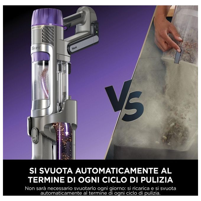 Shark IP3251EUT PowerDetect Aspirapolvere a Bastone 2 in 1 Senza Filo Autosvuotamento 0,7 L 70 min 380 W 86 dB colore Oro Grigio Viola