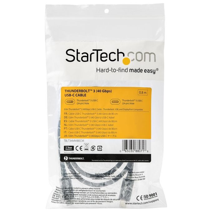 StarTech.com Cavo Thunderbolt 3 a Thunderbolt 3 Usb-C da 0,8mt 40Gbps