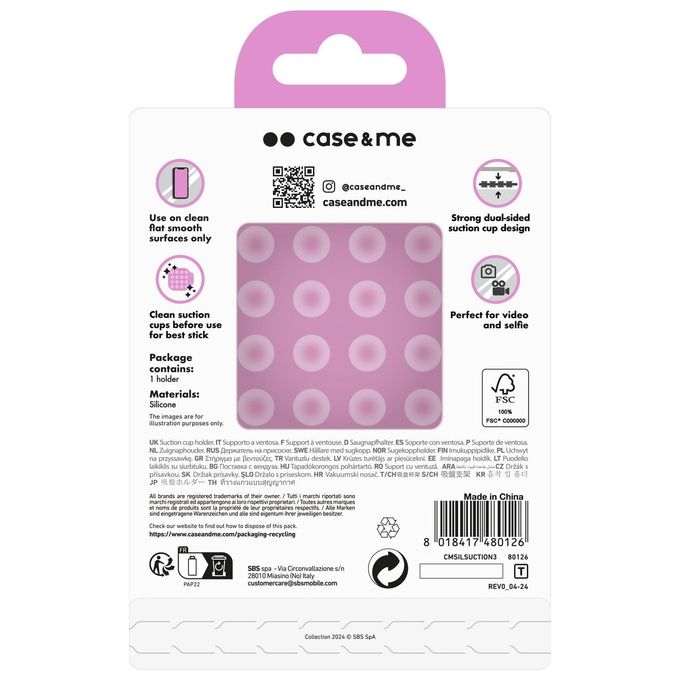 Sbs Supporto per Smartphone Suction Cup Holder Rosa