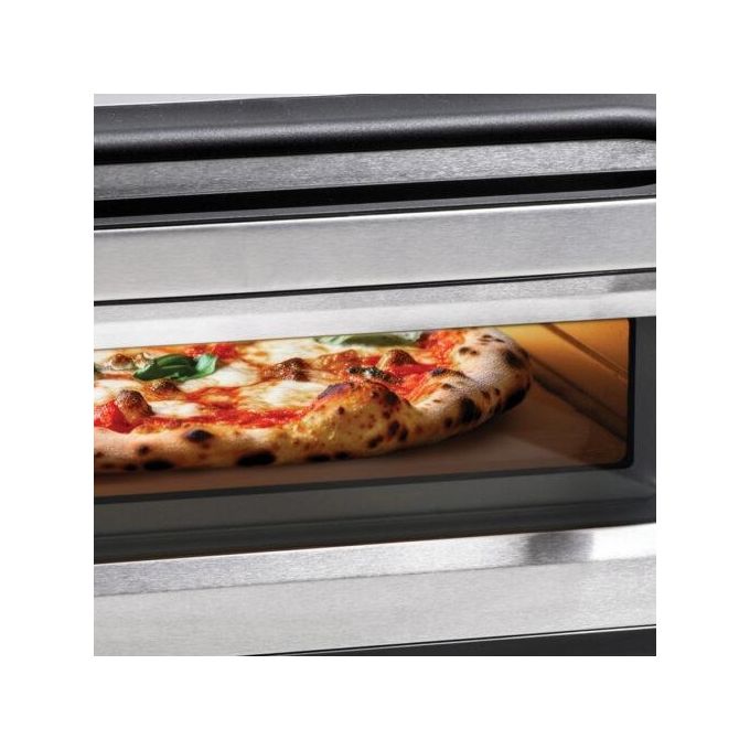 Macom 884 Just Kitchen Forno per Pizza Elettrico Pietra Refrattaria 32 cm 1700W 400°C Timer Digitale colore Nero Inox