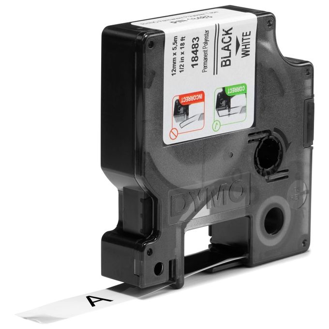 Dymo Cf 5 nastri Da 12mmx5.5m Poliestere Nero Bianco