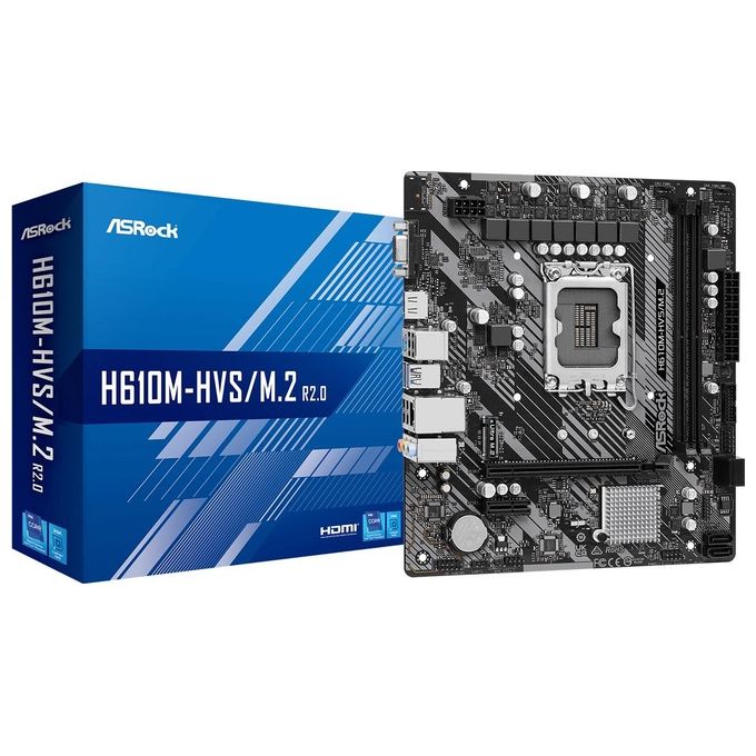 ASRock H610M-HVS-M.2 R2.0 Scheda Madre micro ATX Socket LGA 1700 Chipset Intel H610 DDR4 64 GB M.2 SATA III HDMI VGA Gigabit Ethernet