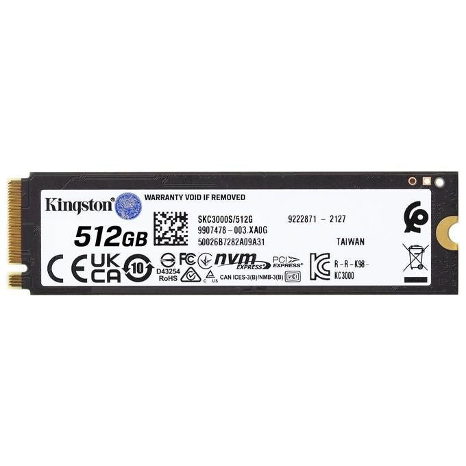 Kingston Technology SKC3000S-512G KC3000 SSD interno M.2 2280 PCIe 4.0 NVMe 512 GB velocita' lettura fino a 7000 MB-s colore Nero