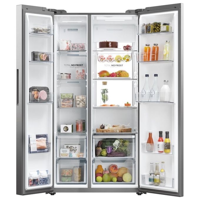 Haier HSW79F18ANMM SBS 90 Serie 7 Frigorifero Side by Side 611 L 177,5 cm Classe A 35 dB No Frost Humidity Zone Wi-Fi colore Platinum Inox