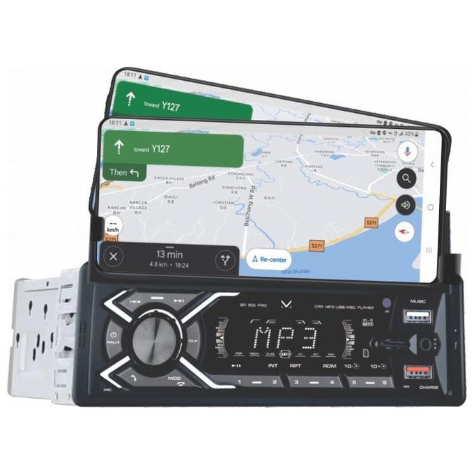 Majestic 011500 BK SA 500 PRO Sistema Audio Car 1 DIN Bluetooth USB MicroSD AUX 100W Supporto Smartphone colore Nero