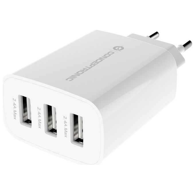 Conceptronic ALTHEA13W Caricabatterie USB 3 Porte 30W Universale AC Interno colore Bianco