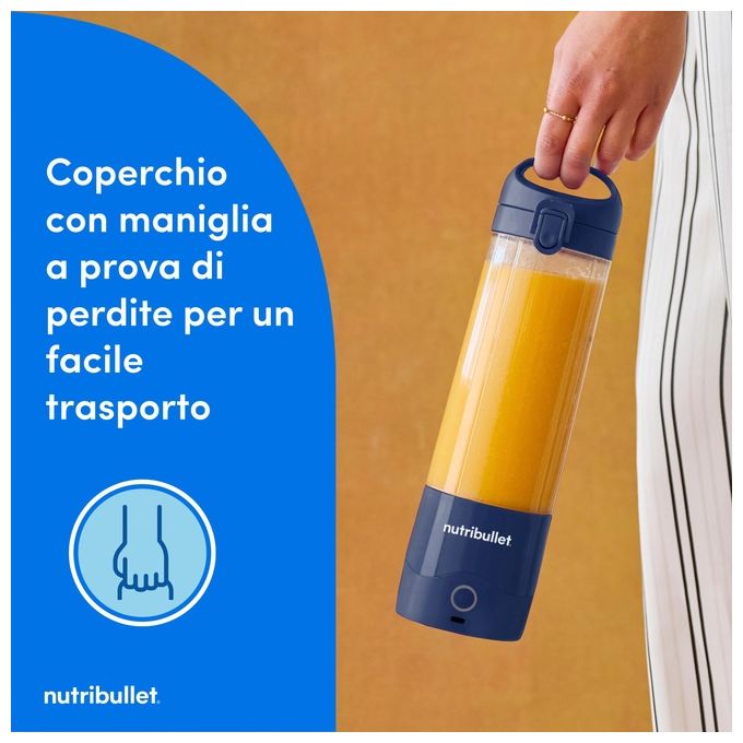 NutriBullet NBP003NBL Frullatore per Sportivi Portatile Cordless USB-C 0.475 L Tritaghiaccio colore Blu Navy