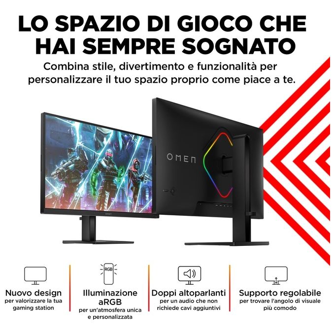 HP 780J4E9#ABB OMEN Monitor da gaming 27'' QHD 240 Hz 1 ms IPS NVIDIA G-SYNC Compatible AMD FreeSync Premium colore Nero