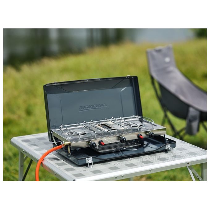 Campingaz 2 Grill e Go CV Cucina da Campeggio Fornello a Gas con 2 x 2.000 Watt di Potenza