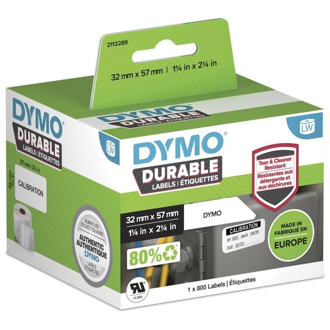 DYMO Etichette lw Durable Mutliuso  57x32 mm - Bianco - Permanente - 800 Etichette x 1 Rotolo i