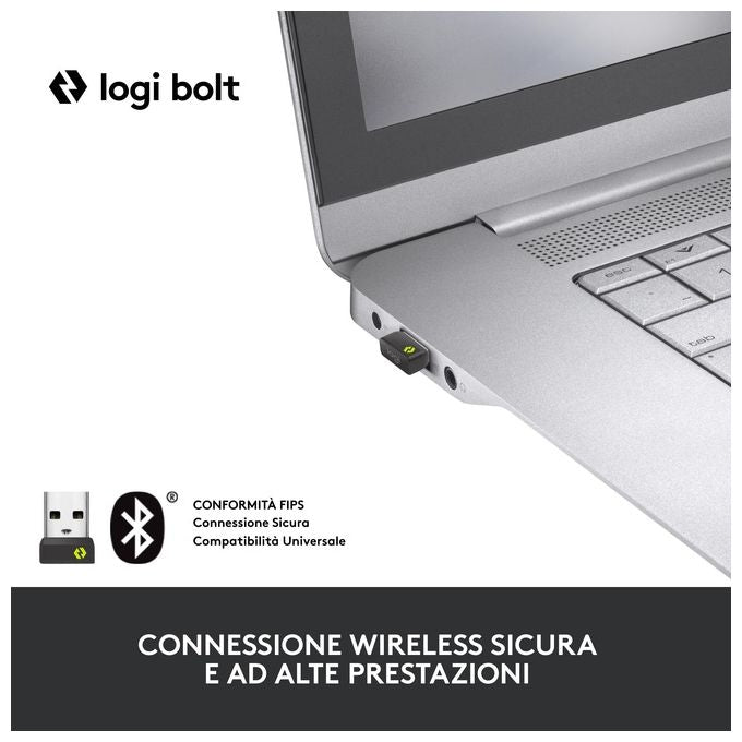 Logitech 920-010602 MX Keys Mini for Business Tastiera Wireless Compatta QWERTY Italiano Retroilluminata Bluetooth Logi Bolt colore Grafite