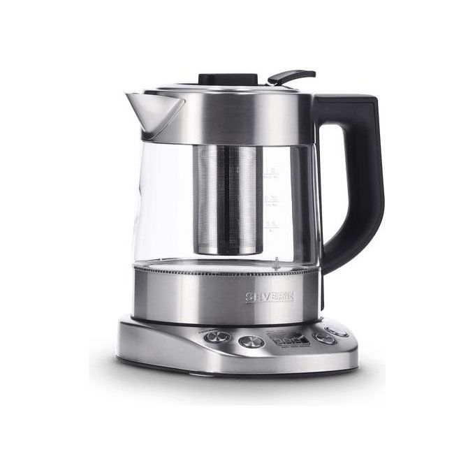 Severin WK 3473 Bollitore per Acqua e Te' 1 L 2200 W con 5 Programmi Preimpostati Temperatura Regolabile da 40°C a 100°C colore Vetro e Acciaio Inox