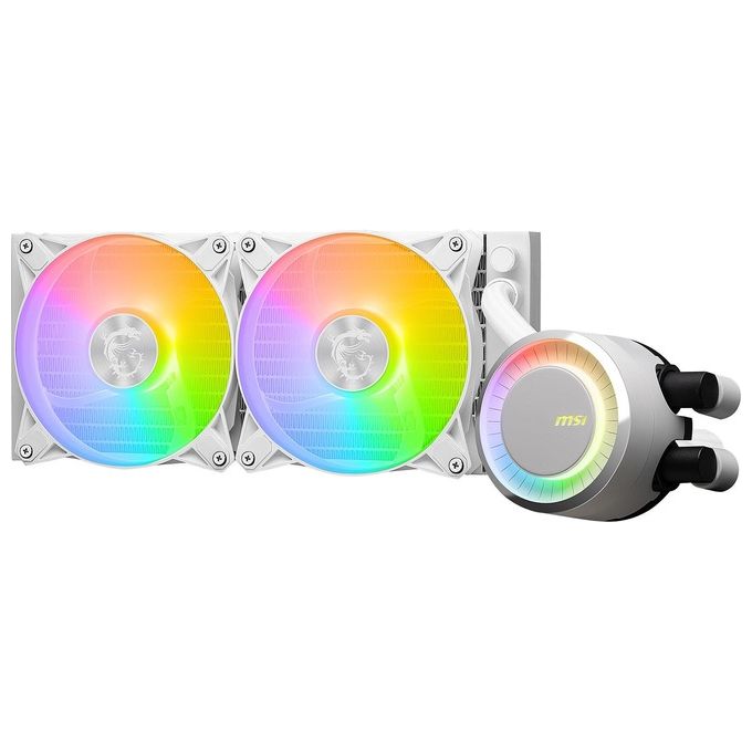 MSI MAG CORELIQUID E240 Dissipatore a Liquido AIO 240mm 2 Ventole ARGB 120mm Pompa 2 Camere Split-Flow AM5 AM4 LGA1700 colore Bianco