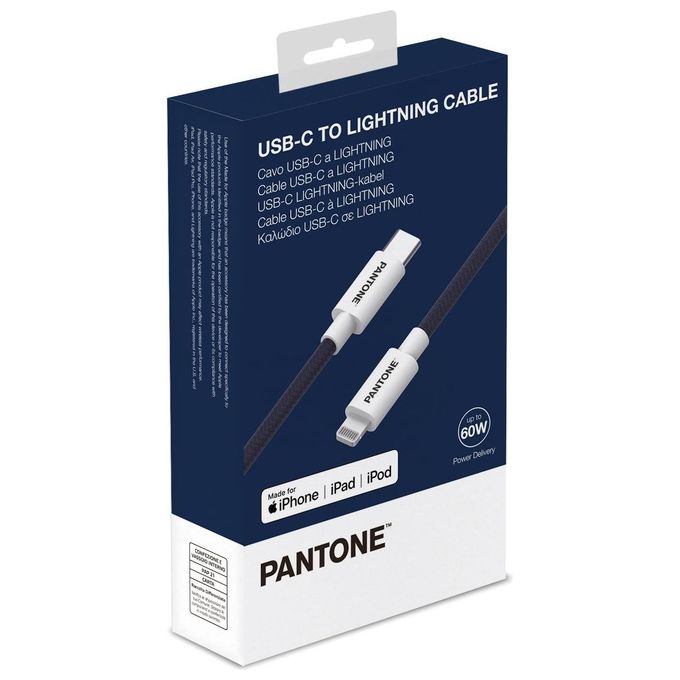 Pantone Cavo USB-C a Lightning Compatibile con Dispositivi Apple e Sistema iOS Navy