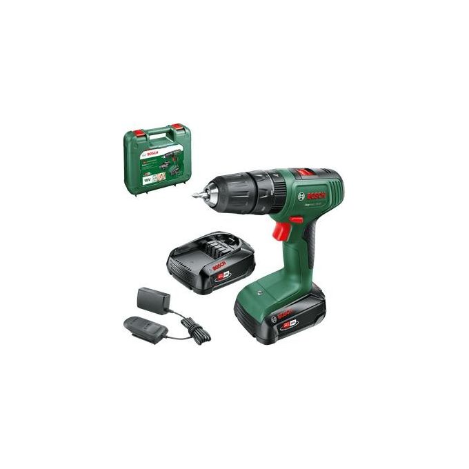 Bosch 06039D8108 EasyImpact Trapano con Percussione a Batteria 18V 2 Batterie 2,0 Ah Mandrino 13 mm Luce LED colore Nero
