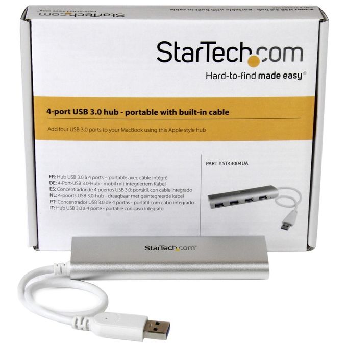 Startech Hub USB 3.0 a 4 porte compatto e portatile con cavo integrato