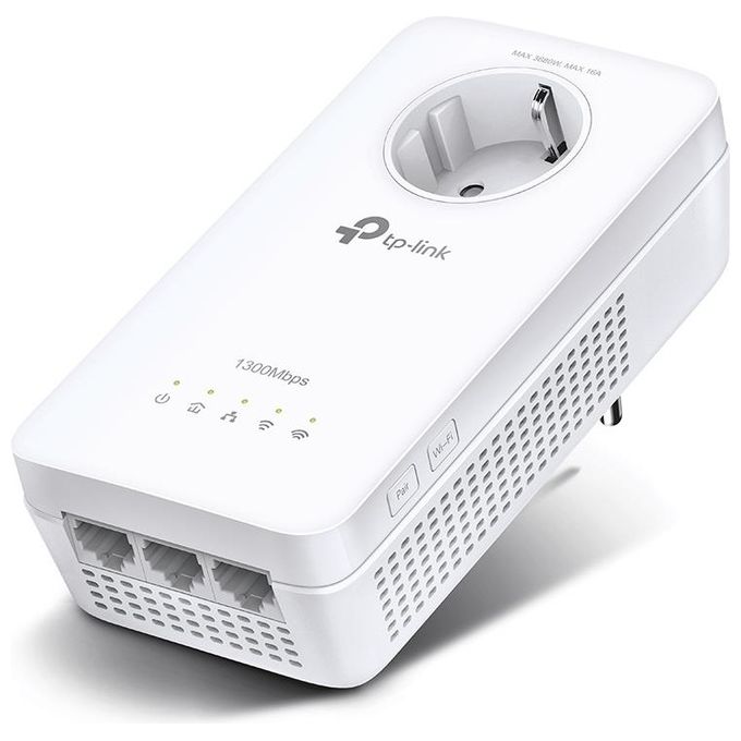TP-Link TL-WPA8631P Adattatore Powerline AV1300 con Wi-Fi AC1200 Dual Band 3 Porte Gigabit Ethernet Presa Passante colore Bianco