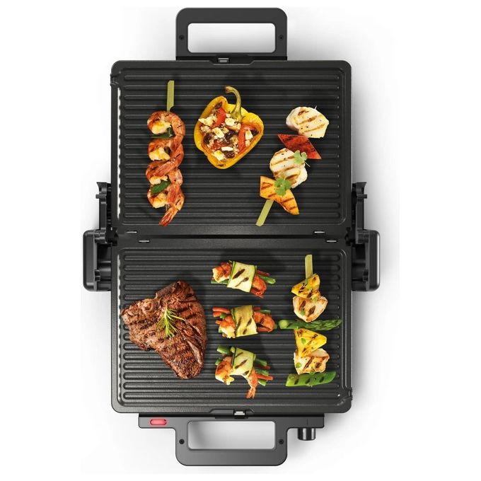 Bosch TCG3323 Bistecchiera Elettrica 2000 W 3 Posizioni Cottura Piastre Alluminio Antiaderente Rimovibili Termostato Regolabile colore Nero