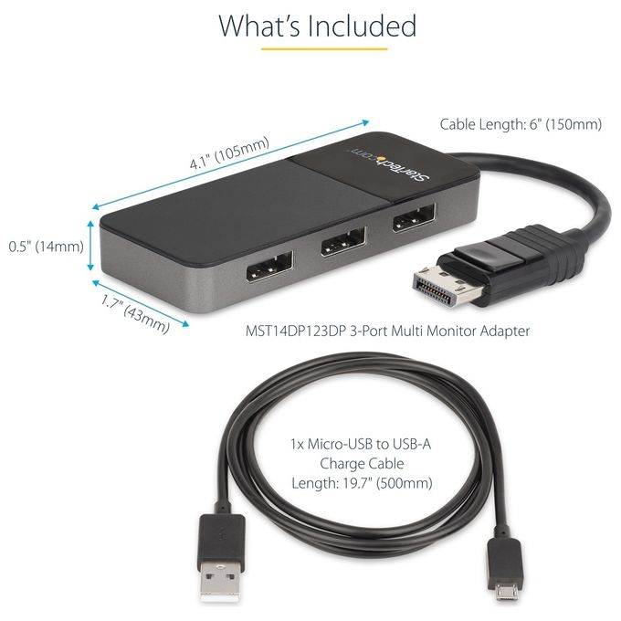 Startech MST14DP123DP Hub Mst Displayport a 3 Porte  Dp 1.4