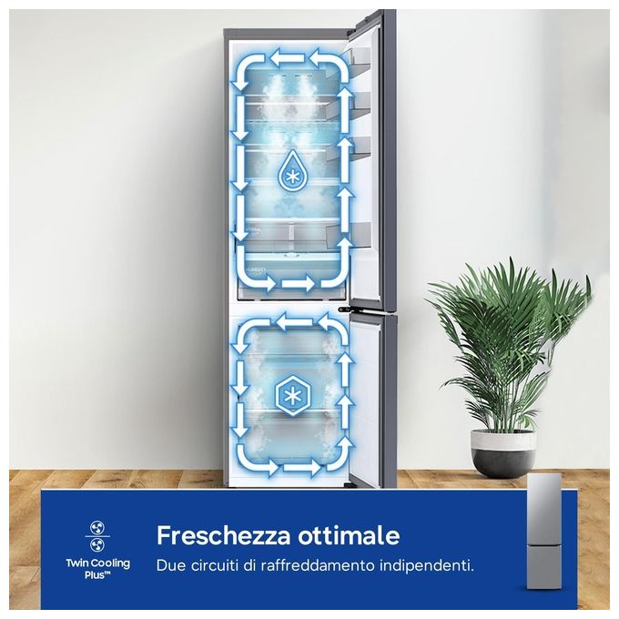 Samsung RB38C7AGWS9-EF Frigorifero Combinato 387 L 203 cm Classe A 29 dB No Frost Twin Cooling Wi-Fi colore Silver