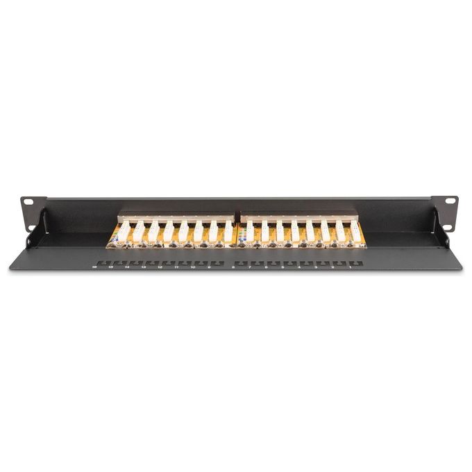 Digitus DN-91616S-B Pannello Patch 16 Porte CAT 6 Schermato 1U RJ45 Oro Nero