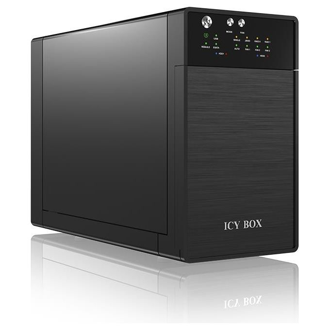 Icy Box IB-RD3620SU3 Box 2-bay 3.5 pollici JBOD con USB 3.0-eSATA Nero