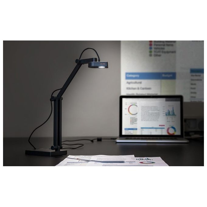 IPEVO 5-924-2-08-00 V4K PRO 120 Fotocamera per Documento 8 MP Risoluzione 4K Zoom Digitale 12x Microfono Integrato Illuminazione LED USB 2.0 colore Grigio ardesia