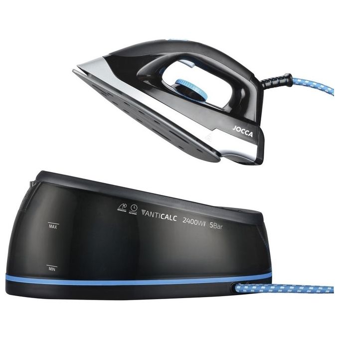 Jocca 2129 – Ferro da Stiro a Caldaia 2400W, Serbatoio 2L, Piastra Ceramica, Vapore 5 bar, Stiratura Verticale, colore Nero